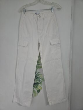 Zara White Cargo Wide-Leg Jeans